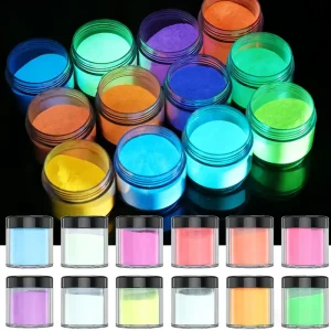 Factory Direct Supply Super Bright Long lasting 10 Hours Phosphor Fluorescent Pigment Glow in Dark Glitter Luminous Powder