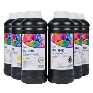 Factory LED UV Soft Ink for UV Inkjet Printers, CMYK and White, 1000ml