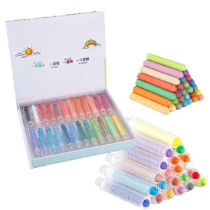 Factory Portable Drawing Blackboard Kids Graffiti Water Soluble Dustless 24 Colors Chalk Set