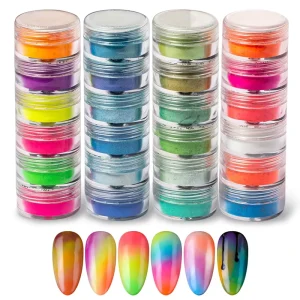 Factory Price Nail Pigment Dip Powder Nail Kit Fluorescent Neon Color Glow in Dark Mica Candy Acrylic Nail Powder Private Label