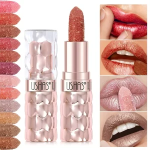 Fine Glitter Pearl Lipstick Waterproof Non Stick Cup Long lasting Moisturizing Fine Glitter Lipstick Lip Glaze Lipstick