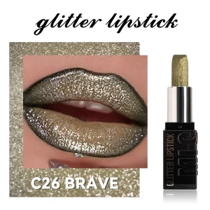 Flash Lipstick Easy to Apply and Not Prone to Sticking to the Cup. European style Metallic Color diamond Lipstick
