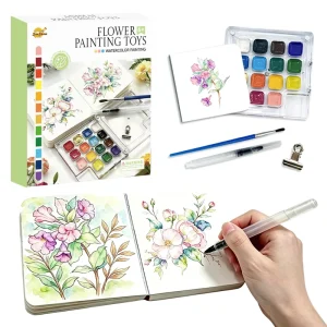 Flower Painting Pocket Watercolor Kit Kids Travel Art Set