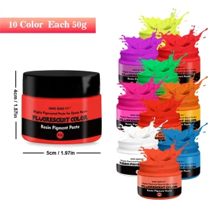 Fluorescent Highly Concentrated Resin Pigment Paste for Coating Pigments Crafts Painting Art Dye 10 Colors