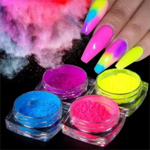 Fluorescent Neon Dip Nail Pigment Powder Set for Nail Art