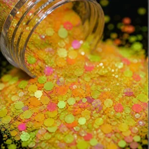Fluorescent Neon Matte Chunky Glitter Mixed Size Hexagon Sequins For Resin Crafts Nail Design