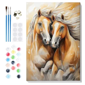 Framed Horse Custom Photo Paint by Numbers Kit with Canvas and Paint Brushes for Beginners