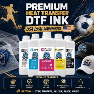 Free Sample Inkjet Printer DTF Ink Set 1000ML 5 Colors CMYKW Pigment Ink for All Inkjet Film Printers