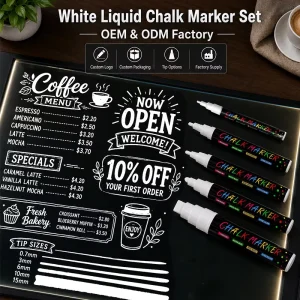 Full Custom ODM 5pcs Liquid Chalk Marker Erasable Neon Chalkboard Pen Custom Design Ink Formula Mold R&D Factory Manufacturer