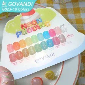 GOVANDI 10 Color Collection Neon Jelly Gel Polish Set Private Label Fluorescence Neon Gel Nail Polish Custom Logo
