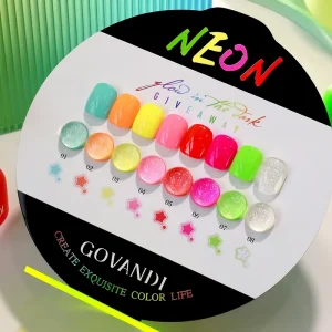 GOVANDI Night Glow 8 Color High Pigment Neon Gel Polish Set Custom Logo Gel Private Label Fluorescence Gel Nail Polish