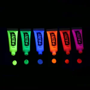 GP Children’s Private Label OEM ODM Washable Glow in Dark UV Fluorescent 6 UV Colors 10ml Water Based Non Toxic Face Body Paint