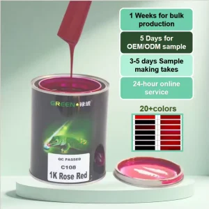 GREEN High Quality C108 1K Rose Red Automotive Base Paint Liquid Coating High Gloss Ready to Ship