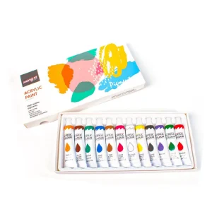 Glitter Art Acrylic Pain Factory Direct Sell 12ml Aluminum Tube 12 Color Acrylic Paint for Beginner Painting Pigment