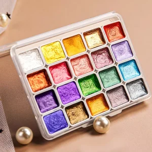 Glitter Shimmer Artist Watercolor Paint Set Palette 20 24 60 Colors Glitter Box Pearlescent Watercolor Painting Set for Artists