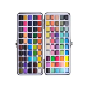 Glitter Watercolor Paint Set 100 Vivid Colors Travel Watercolor Set in Portable Tin Box