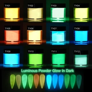 Glow-in-the-Dark Sequin Nail Powder 12 Colors Luminous Pigment Nail Art Glitter Party Decoration