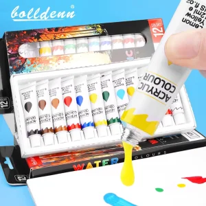 Good quality Children Painting Acrylic Pigment 12ml Aluminum Tube Color Suit DIY Hand Painted Graffiti