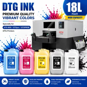 Goosam Bulk Textile Pigment Ink 18L Barrel CMYK White DTG Ink for Brother GTX600 GTXPRO GTXPROB DTG Printer with Chip