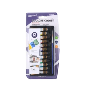 Gouache Paint Set 12 Pieces 7ml for Artists and Students on Glass, Canvas, and Paper