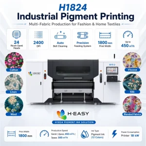 H-1824 24 Heads 450sqm/h Ricoh Gen6 Eco Pigment Printing Industrial Inkjet Textile Printer for Blended Apparel