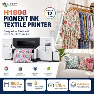 HEASY H 1808 1.8m 8 Ricoh Gen6 Heads 2400DPI Pigment Ink Automatic New Digital Textile Printer for Blended CVC Casualwear