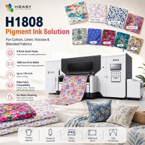 HEASY H 1808 1.8m 8 Ricoh Gen6 Heads Belt Type Eco Pigment Ink Direct to Fabric Digital Textile Printer for T C Blend New