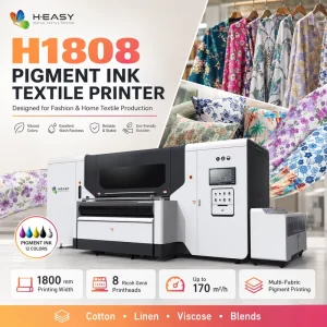 HEASY H 1808 Automatic New 1800mm 170sqm h Belt Type Pigment Ink Direct to Fabric Digital Fabric Printer for T C CVC Casualwear