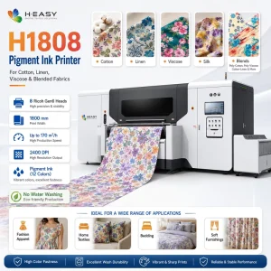 HEASY H 1808 New Large Format 1.8m Belt Type Automatic Water Saving Pigment Ink Direct Fabric Digital Textile Printer Wool Silk