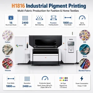 HEASY H 1816 Large Format 1.8m Ricoh Gen6 Belt Type Pigment Ink Direct to Fabric Printing Machine for Blended Uniform