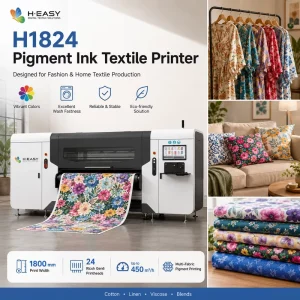 HEASY H 1824 Industrial 1.8m Ricoh Gen6 Pigment Ink Roll to Roll Textile Printing Machine for Poly Cotton CVC Garment