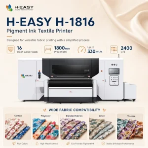 HEASY Roll to Roll Pigment Ink Digital Printer 1.8m Print Width Ricoh GEN6 16PCS 310m h Printer for Polyester Knits