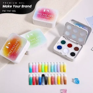 Hanyinails Sponge Effect 6 Colors Creamy Semi Solid Non Flowing High Pigment Full Coverage UV LED Cure 12g Pat Pat Gel
