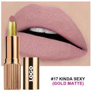 High End Luxury Gold Pigment Matte Lipstick Long Lasting Cruelty Free Waterproof Non Fading Vegan Makeup Solid Lipstick