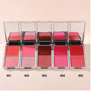 High Pigment Cheek Two Color Blush Palette Face Makeup Powder Cream Blush Palette Custom Logo