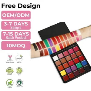 High-Pigment Mineral Cream Long-Lasting 25-Color Private Label Custom DIY Waterproof Vegan Cruelty-Free Lipstick Palette