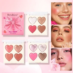High Pigment Mineral Powder Blush Four Colors Multifunctional Brightening Contour Rouge All-in-One Palette for All Skin