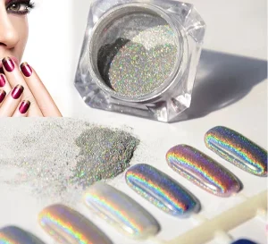 High Pigment Mirror Effect Chrome Magic Mirror Transparent Laser Powder Colors Holographic Glitter Nail Powder