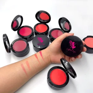 High Pigment OEM Private Label Blusher Highlighter Palette 3 in 1 Creamy Blush Makeup Palette With Black Packaging