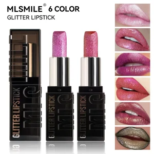 High Pigment Shimmer Glitter Diamond Lipstick Waterproof Long Lasting Hydrating Non Stick Lip Makeup Beauty