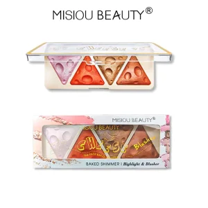 High-Pigment Waterproof Blush Palette for Face Highlighting and Shimmer Eyeshadow