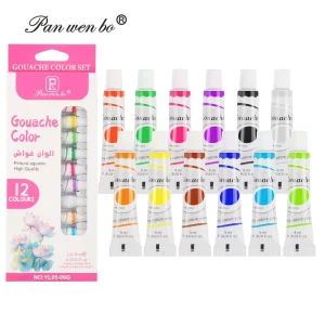 High Quality 12 Color Gouache Paint Set 9ml Acrylic Oil Watercolor for Art Painting on Canvas Paper Glass Customizable
