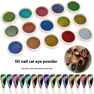 High Quality 5D Cat Eye LED Nail Chrome Powder Super Magnetic UV Gel for Long Lasting Nail Art Shining Crystal Mirror Effect