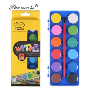 High Quality Artist Solid Watercolor Paint Set 12 Colors Professional Grade with Paper Surface