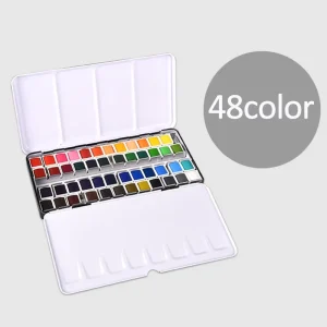 High Quality Bright Rich Colour 48color Watercolor Tin Box Paint Set for Drawing