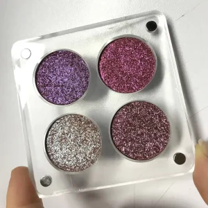 High Quality DIY 4 Holes Clear Acrylic Magnetic Palette Vegan Super Sparkling Diamond Metallic Duochrome Daily Powder