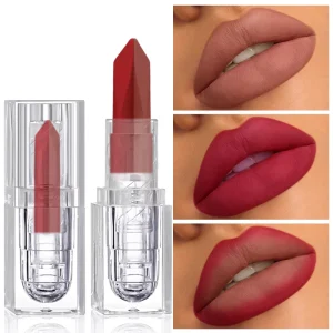 High Quality Solid Dual Tone Velvet Fashion Trend Mineral Lip Long Lasting Rich Pigment Matte Pearlescent Non Sticky Lipstick
