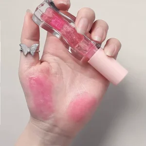 High Shine Clear Pink Shimmer Lip Oil with Watermelon Scent for Dry Lips