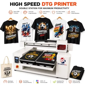 High Speed DTG Printer T-Shirt Printing Machine Double Station with Epson I3200 Head for Hoodies Canvas Bags DIY