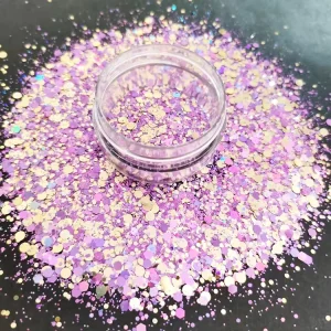 High quality Holographic Macaron Glitter Powder Thick Polyester Mixed with Pearl Glitter Powder for Nail Decoration